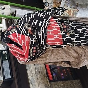 Scarf Horse and Buggy head hair neck wrap fringe rectangle knit print accessory
